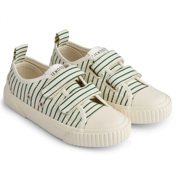 Liewood Kim platnene patike Stripe Garden green Creme de la creme