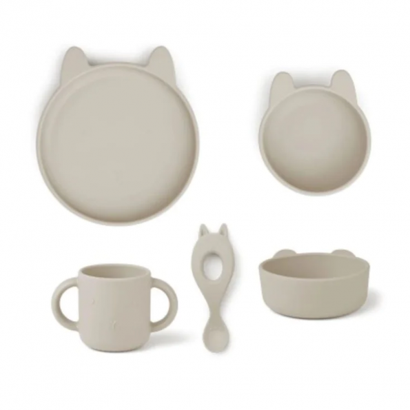 Liewood Vivi silikonski set za jelo Rabbit sandy