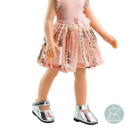 Paola Reina cipele za lutke 32 cm - srebrne na čičak