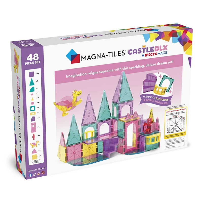Magna-Tiles magnetne pločice - CASTLE DLX + microMAGS set 48 kom-1 Magna-Tiles magnetne pločice - CASTLE DLX + microMAGS set 48 kom