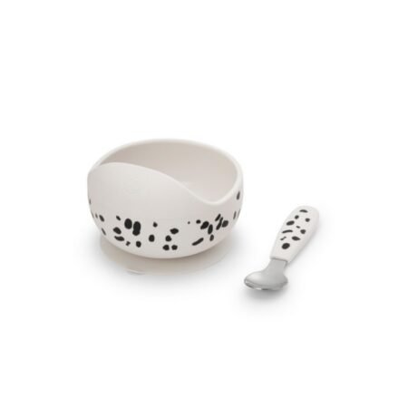 Elodie silikonska zdjelica sa kašikom - Dalmatian Dots