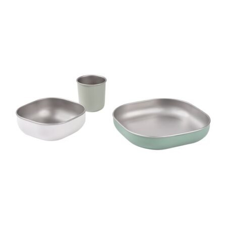 Beaba trodjelni set za jelo od nehrđajučeg čelika - Sage Green