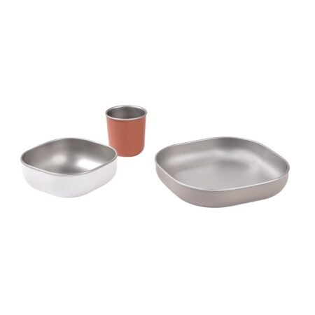 Beaba trodjelni set za jelo od nehrđajučeg čelika - Terracotta