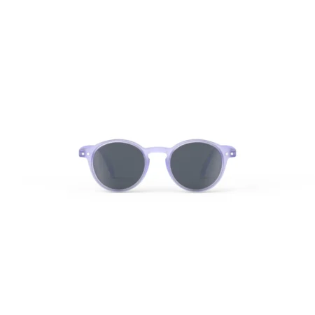 Purple lavender round sunglasses with dark lenses, centered on a white background, product view.