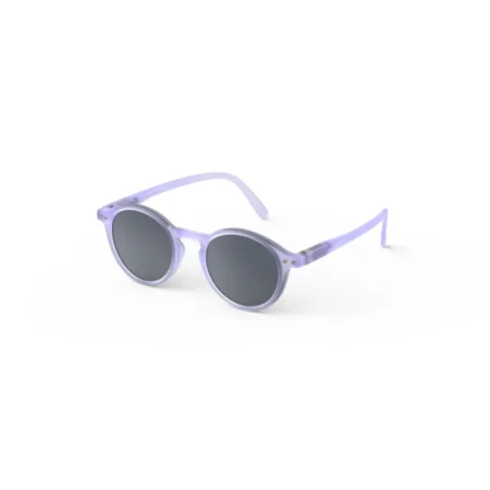 Purple round sunglasses with dark lenses on a white background. (informative)