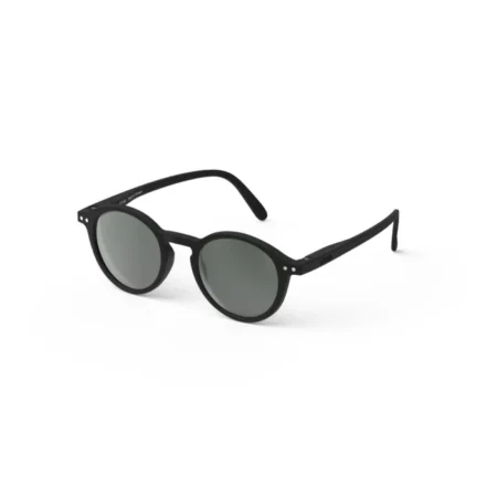 Black round sunglasses with gray lenses on a white background (product photo).