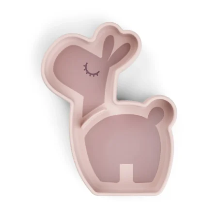 Pink bunny-shaped silicone cookie mold with a hollow interior, looking like a playful animal cutout tool for baking or crafts.