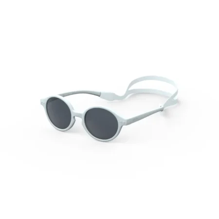 White round sunglasses with dark lenses on a white background.