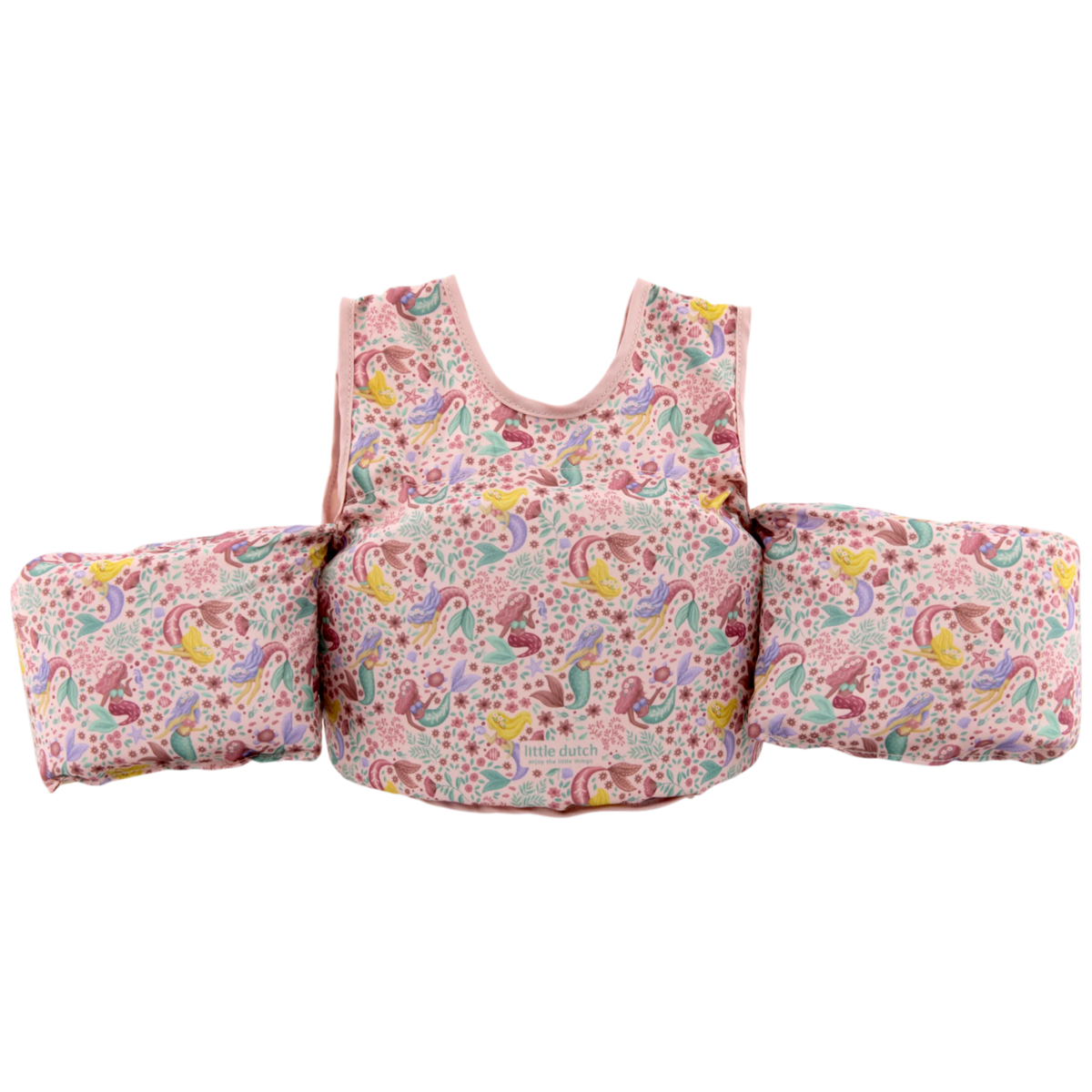 image_41678 Pink floral baby sit-up support with a central vest and two side cushions, designed to help infants sit upright.
