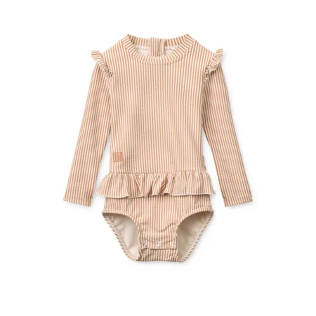 Liewood Sille Baby Seersucker kupaći kostim - Y/D stripe Pale tuscany / Creme de la creme